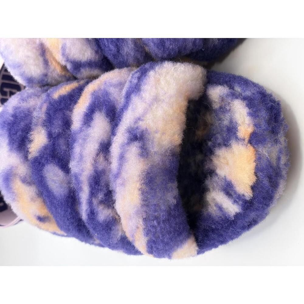UGG Fluff Yeah Slide Tie Dye Purple Peach Shearling Platform Slippers Size 6 - Picture 6 of 14